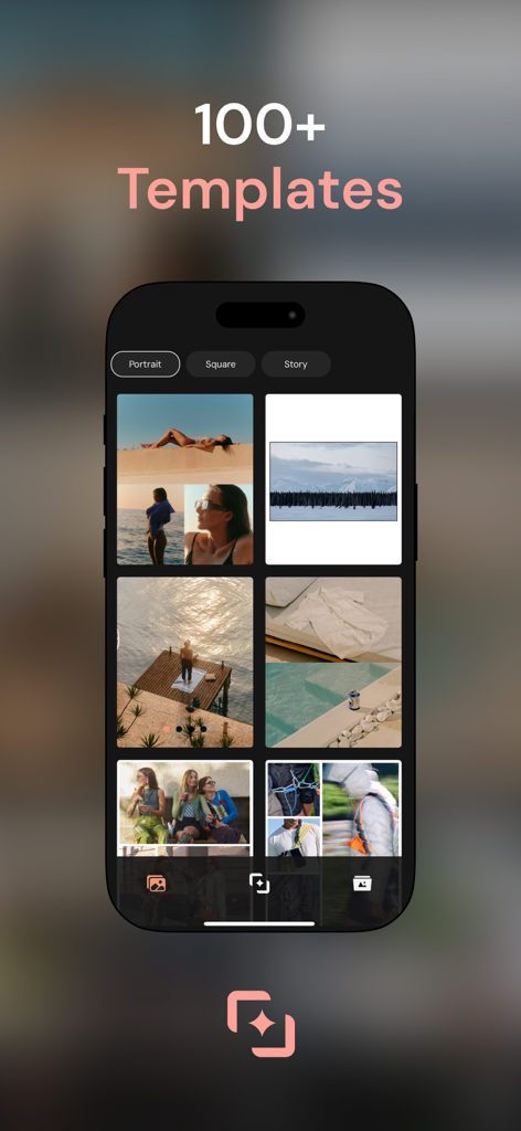 Collagio: Photo Collage Editor - Mobile app screen displaying a variety of aesthetic photo collage templates