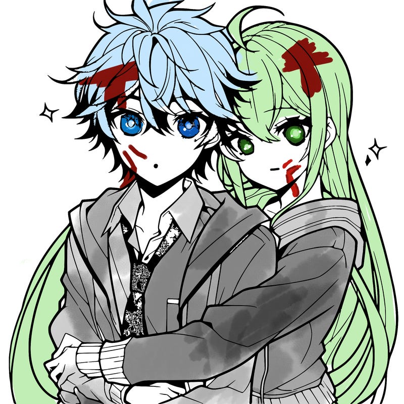 anime boy hugging an anime girl