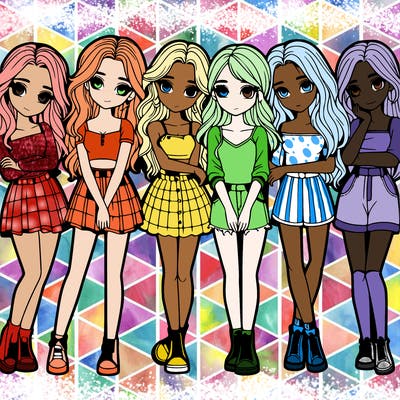 a group of girls realistic