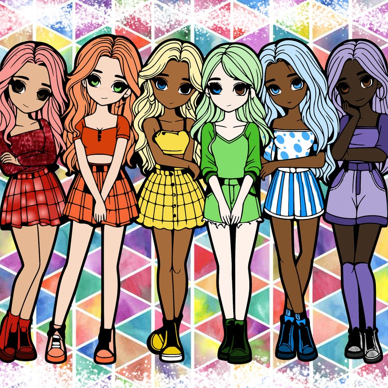 a group of girls realistic