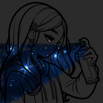 a realistic girl spray painting