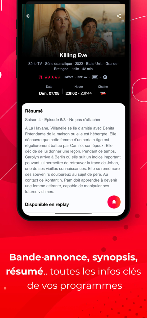 Programme TV Télé-Loisirs - Détails du programme et résumé de "Killing Eve" sur l'application du guide TV Tele Loisirs