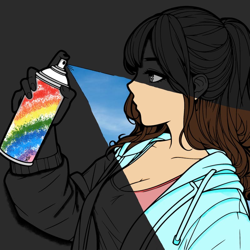 a realistic girl spray, painting