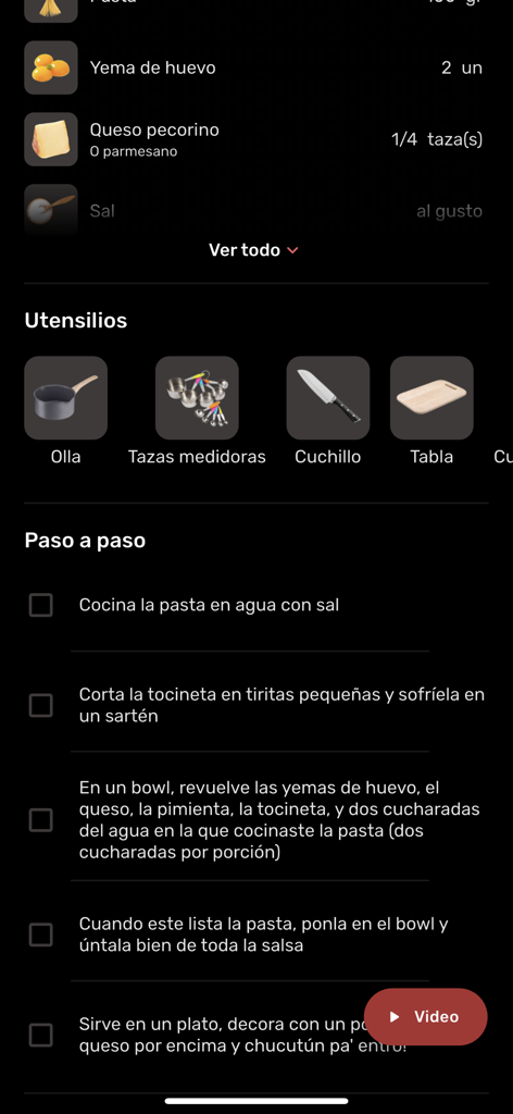Tulio - Step by step recipe instructions and cooking utensils in the Tulio app