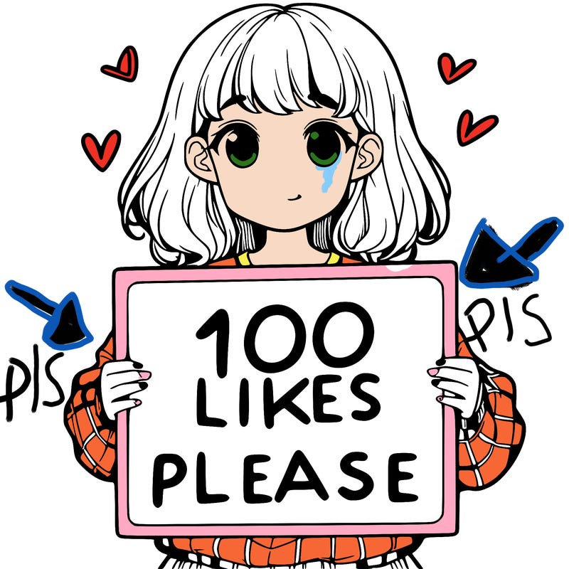 a girl holding a sign saying 100 likes please