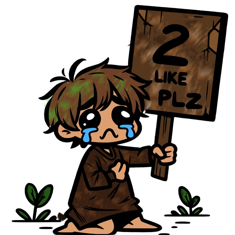 small poor toddler crying with sign that says 2 like plz