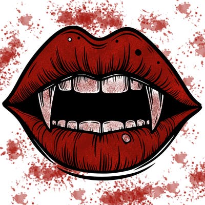 lips with vampire teeth