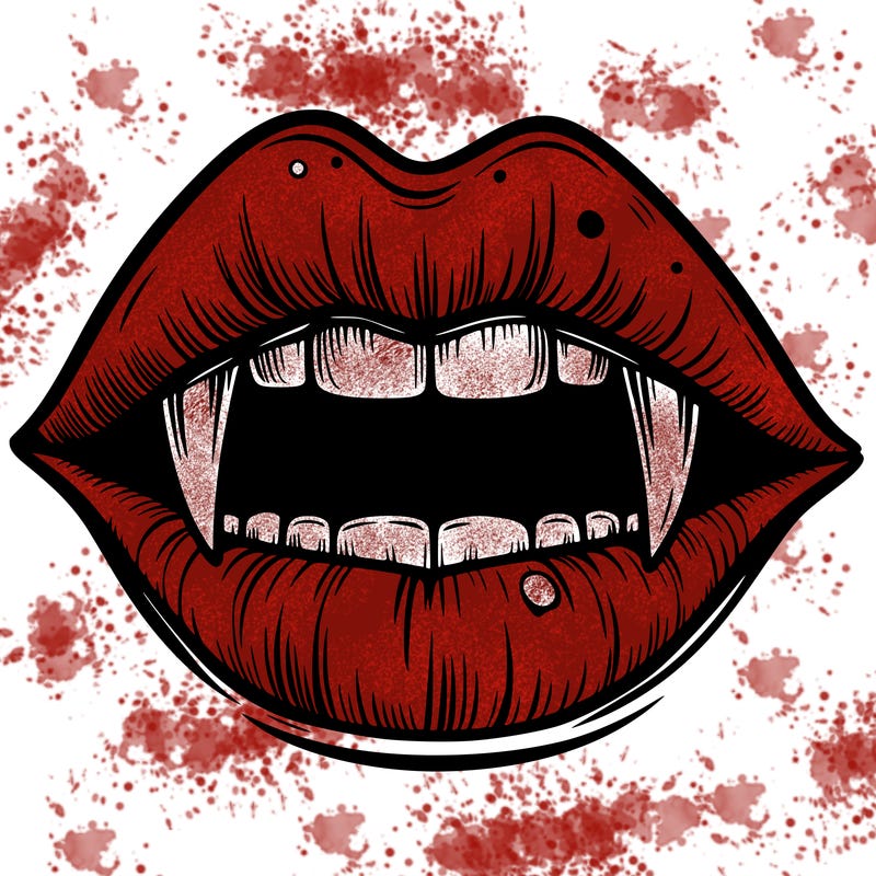 lips with vampire teeth