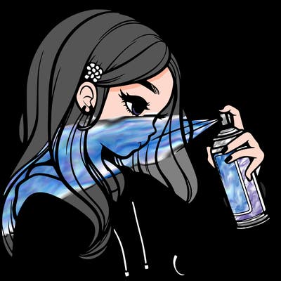 a realistic girl spray painting