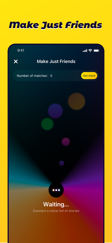Zestr - Interface de l'application sociale Zestr montrant un écran d'attente pour se connecter avec des amis.
