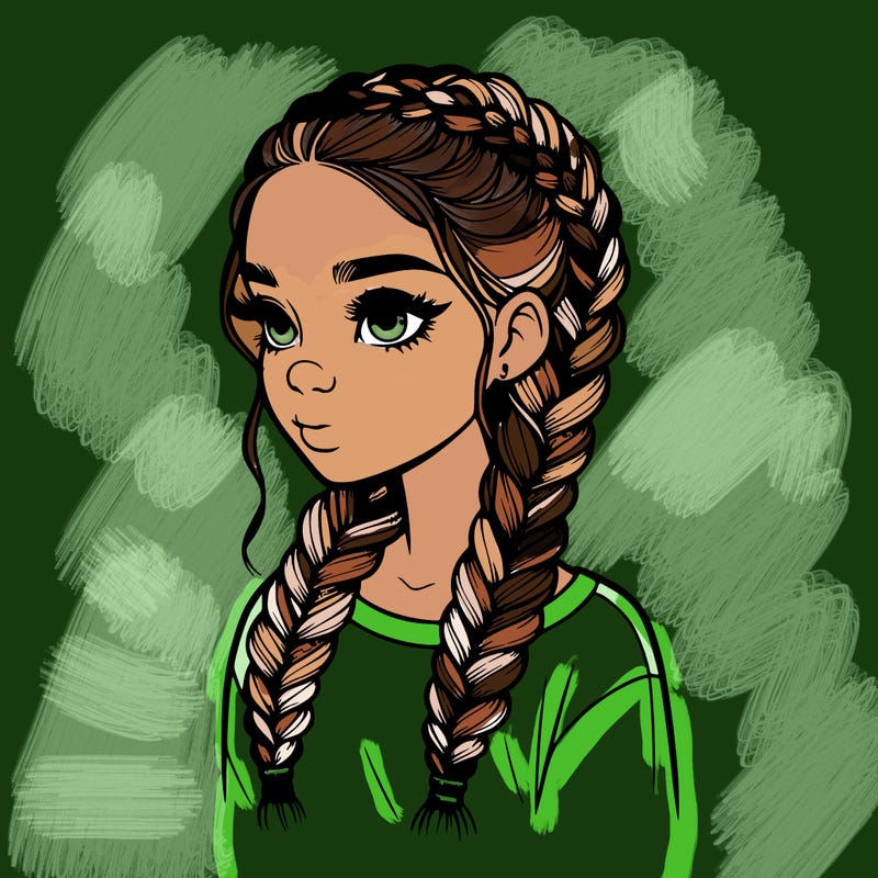 realistic girl with braids