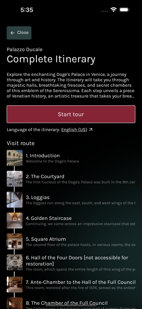 MuVe - Itinerario completo para el tour del Palacio Ducal en la app MuVe
