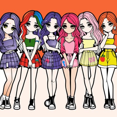 a group of girls realistic