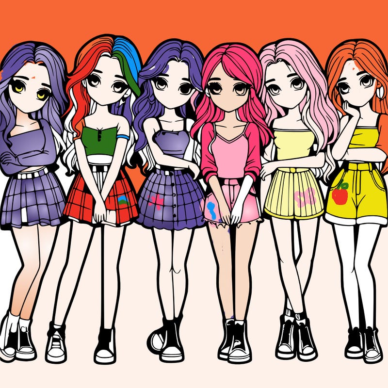 a group of girls realistic