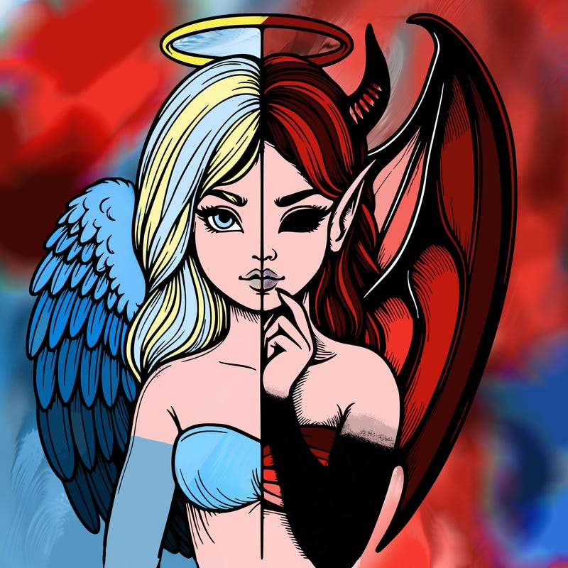 realistic angel half demon