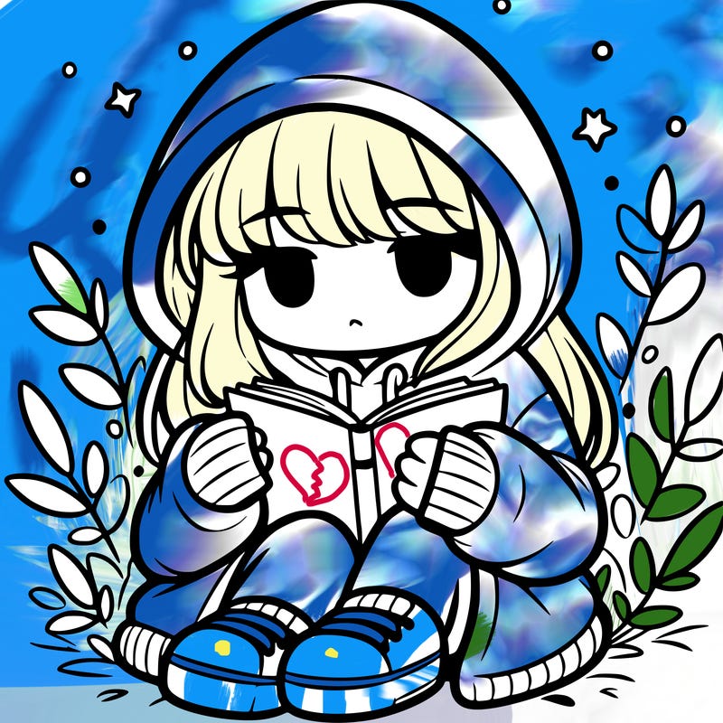 girl in oversized hoodie reading a book