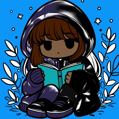 girl in oversized hoodie reading a book