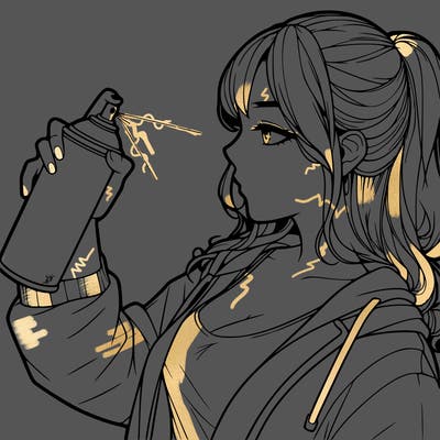 a realistic girl spray, painting