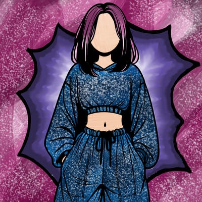 realistic girl faceless with baggy pants and a crop top