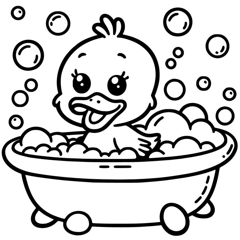 duck in a bubble bath