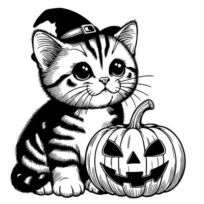 halloween realistic kitten