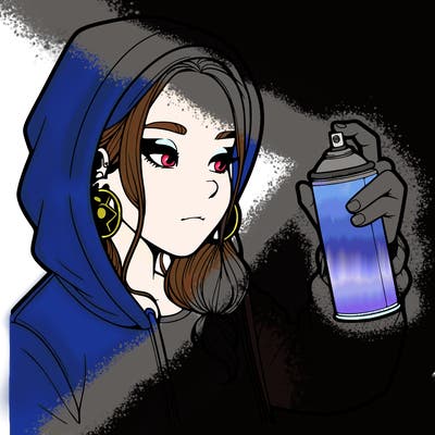 a realistic girl, spray painting