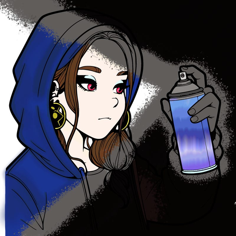 a realistic girl, spray painting