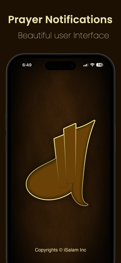 Pray Watch app interface with golden logo and prayer notifications header