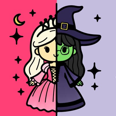 split princess and witch