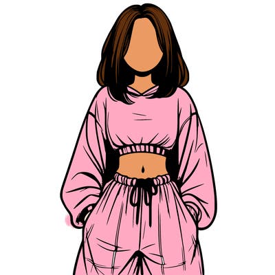 realistic girl faceless with baggy pants and a crop top
