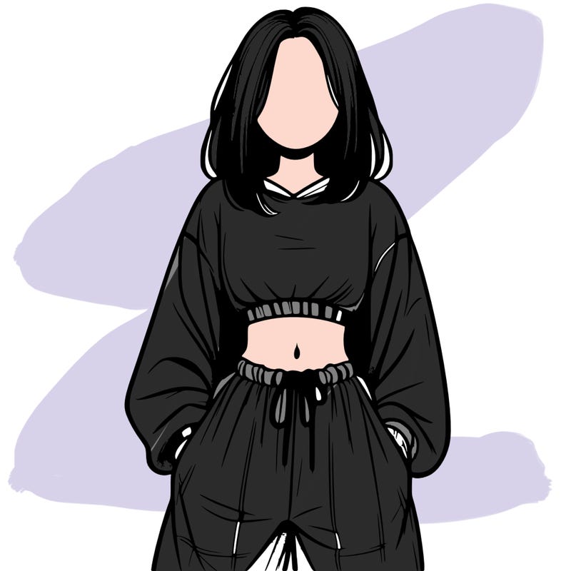 realistic girl faceless with baggy pants and a crop top