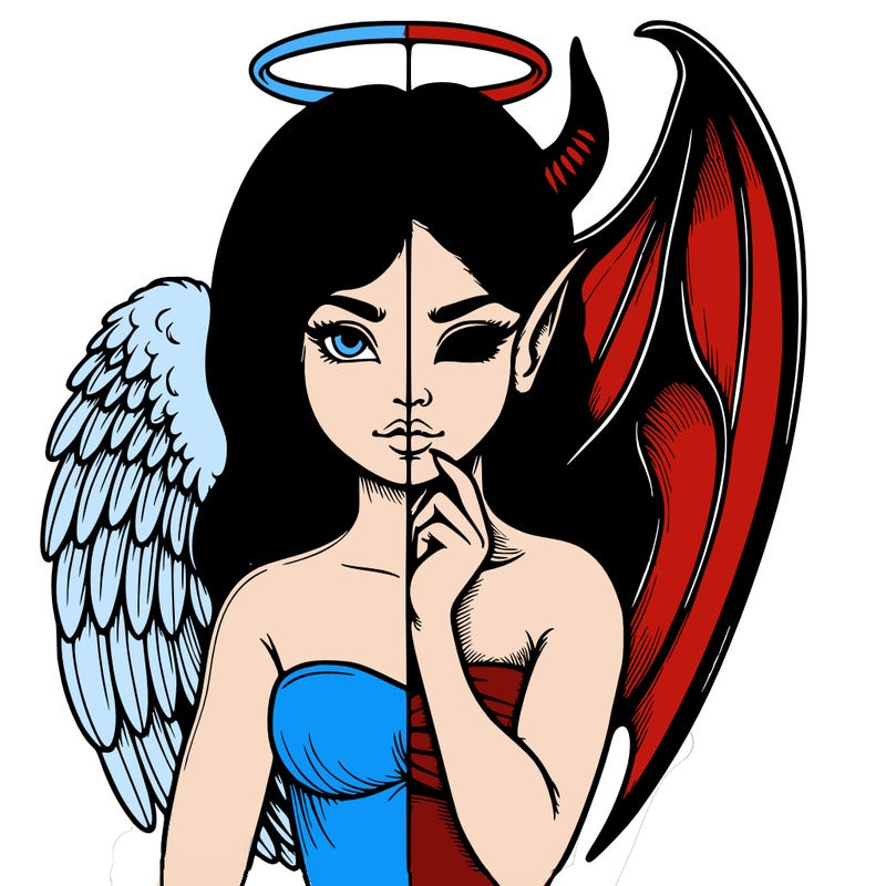 realistic angel half demon