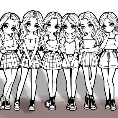 a group of girls realistic