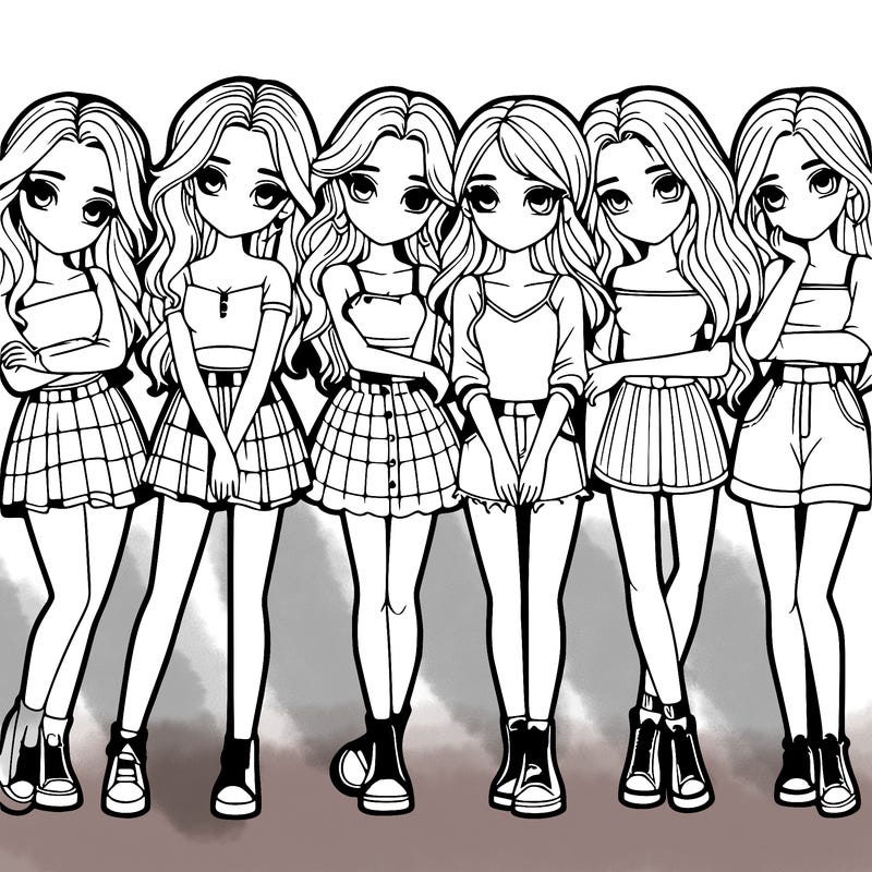 a group of girls realistic