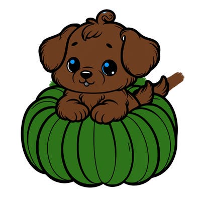 cute little puppy in a pumpkin