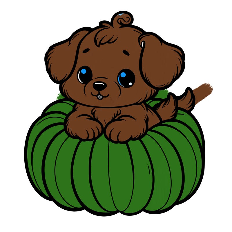 cute little puppy in a pumpkin
