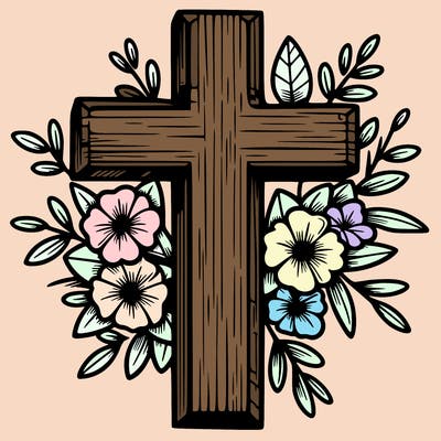 cross with flowers