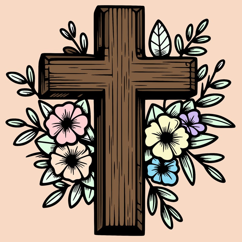 cross with flowers