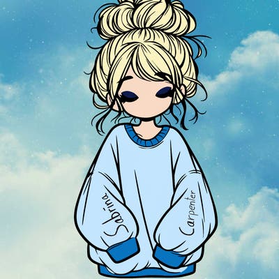 girl with baggy sweatshirt and messy bun