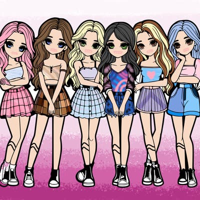 a group of girls realistic