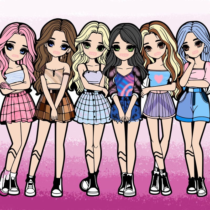 a group of girls realistic