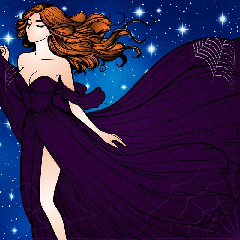 realistic woman in dress flowing the the wind