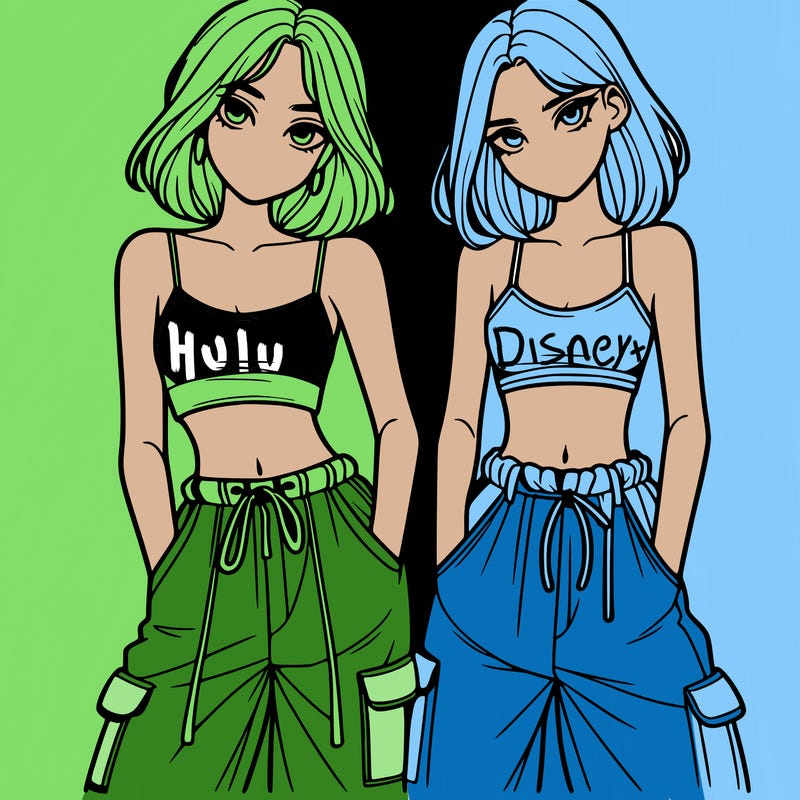 two girls with crop top with baggy pants
