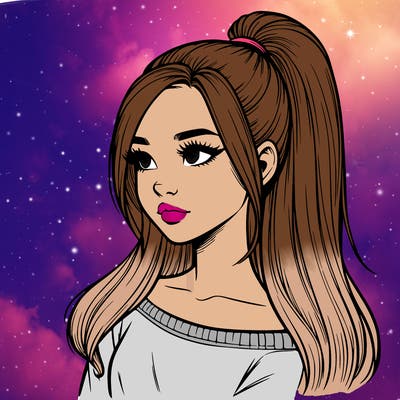 realistic girl with a high ponytail