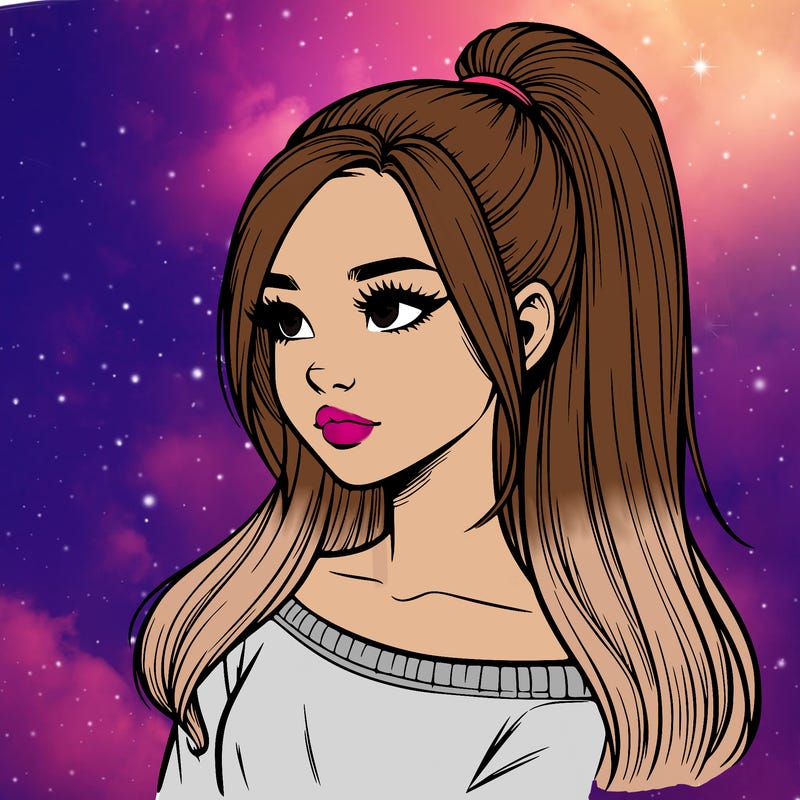 realistic girl with a high ponytail