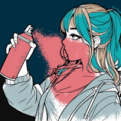 a realistic girl spray, painting