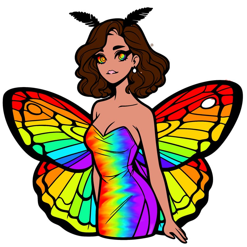 woman with moth wings