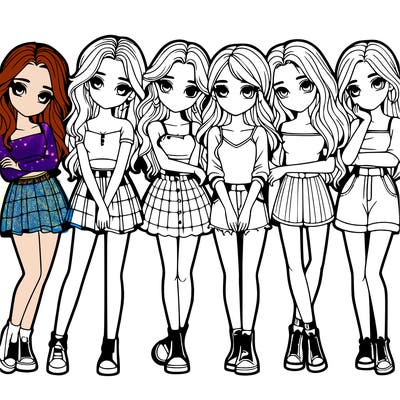 a group of girls realistic