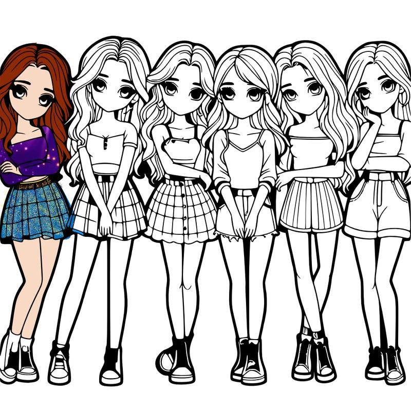 a group of girls realistic