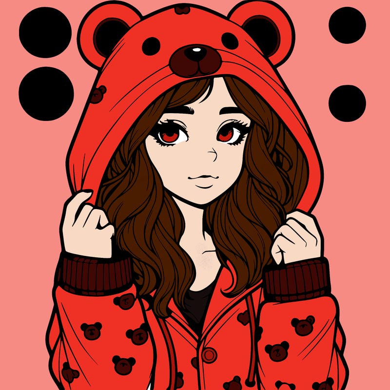 realistic girl in a animal pjs hoodie